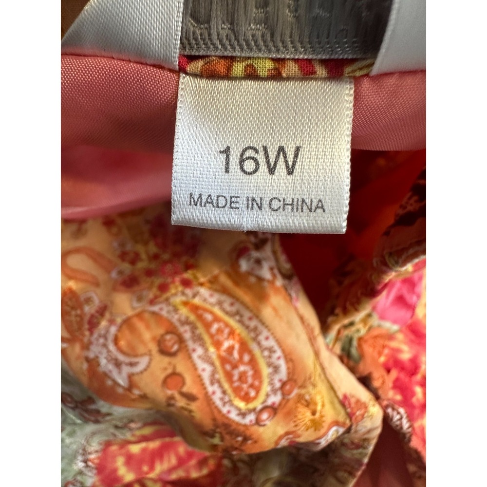 CJ Banks Orange Paisley Floral Patchwork Embroidered Midi Skirt Boho Plus Sz 16W - Picture 6 of 12